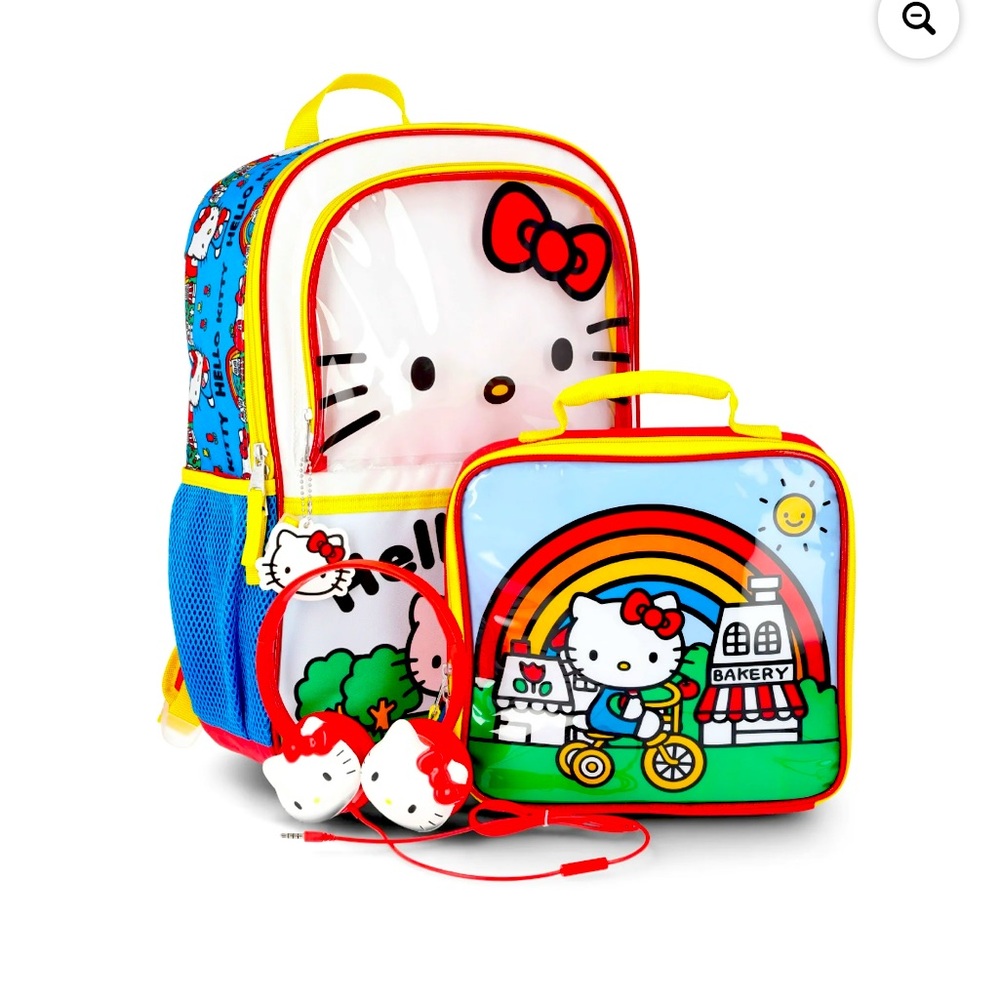 Hello Kitty Summer Day 4pc piece set backpack headphones lunchbox & keychain